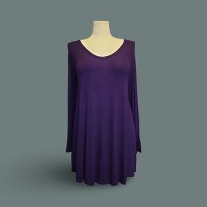 ❥Posh Popana Purple-Plum Tunic Top/Dress Plus 3X Spring Easy Casual Cottagecore